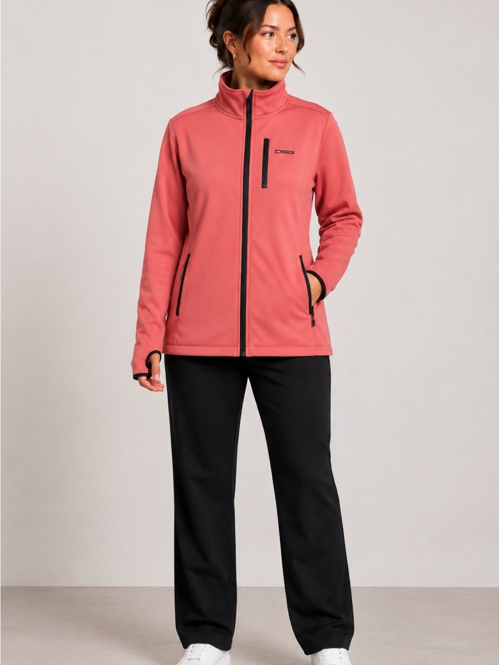 DSG Outerwear Softshell Jacket 3XL Coral Pink Full Zip Thumbholes